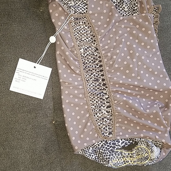 New acacia puka Bordeaux one-piece polka dot S tan - Picture 9 of 11